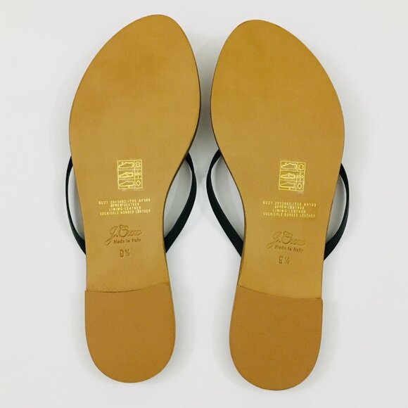 NEW! J. Crew Capri Black Leather Thong Flip Flop Sandals Flat 3/8" Heel - 9.5 - Picture 4 of 5